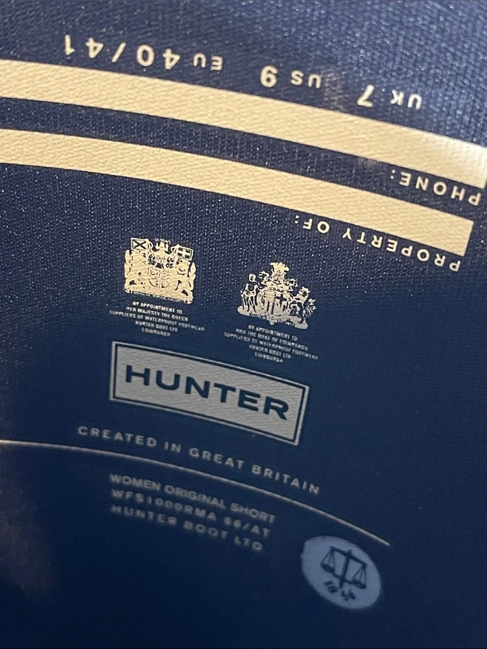 HUNTER Women's Original Short Rain Boots Navy Blue Waterproof Size 9 NEW